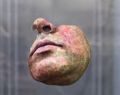 human face sculpture, halloween decoration, gothic home decor, curiosities and oddities, creepy garden decoration, antique vintage, handmade