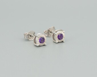 Boucles d'oreilles en argent sterling avec améthyste : bijoux élégants en pierres précieuses