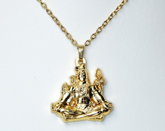 シヴァ神のペンダントネックレス：金のヒンドゥー教の守護のお守り