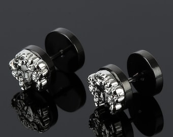 Boucles d'oreilles Medusa Barbell - Bijoux mythiques argentés brillants personnalisables