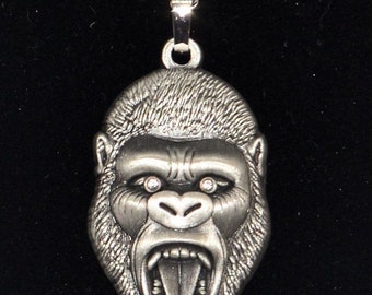 Gorilla reversible antique illustration pendant