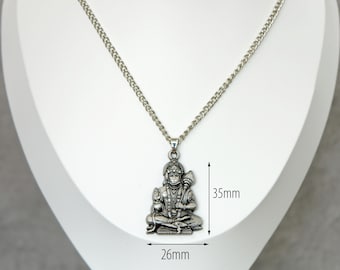 Lord Hanuman Pendant Necklace: Hindu Amulet, Spiritual Jewelry