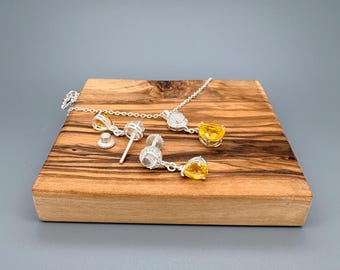 925 Sterling Silver Moonstone & Citrine Jewelry Set