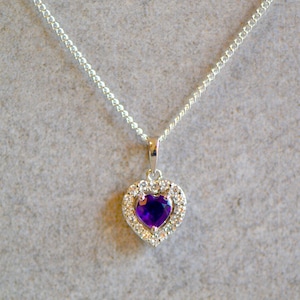 Sterling Silver Amethyst Heart Necklace: Elegant Gemstone Pendant