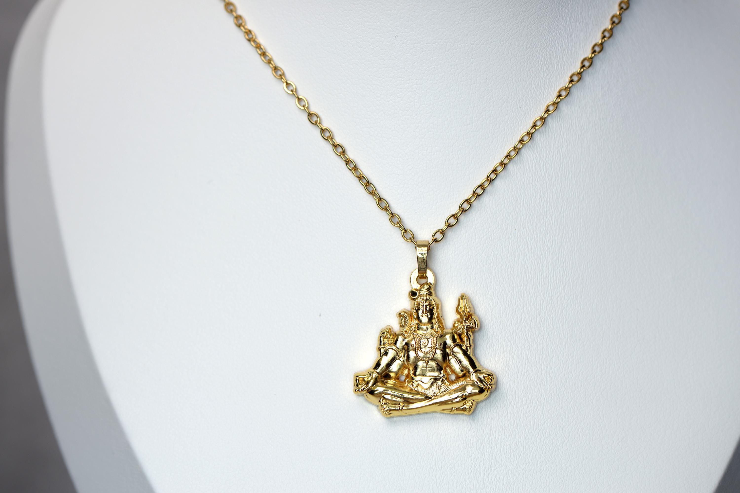 シヴァ神のペンダントネックレス：金のヒンドゥー教の守護のお守り