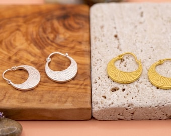 Mens Nattiyan Hoop Earrings - Sterling Silver & 22k Gold Plated Punjabi Style