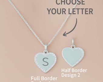 Collier pendentif cœur personnalisé - Argent sterling 925 avec initiale gravée