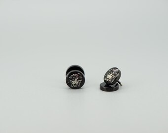 Boucles d'oreilles Medusa : barre en acier inoxydable noir, bijoux mythiques