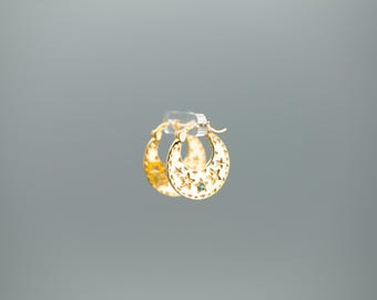 Créoles étoile céleste en argent sterling plaqué or 22 carats - Créoles unisexes topaze bleue
