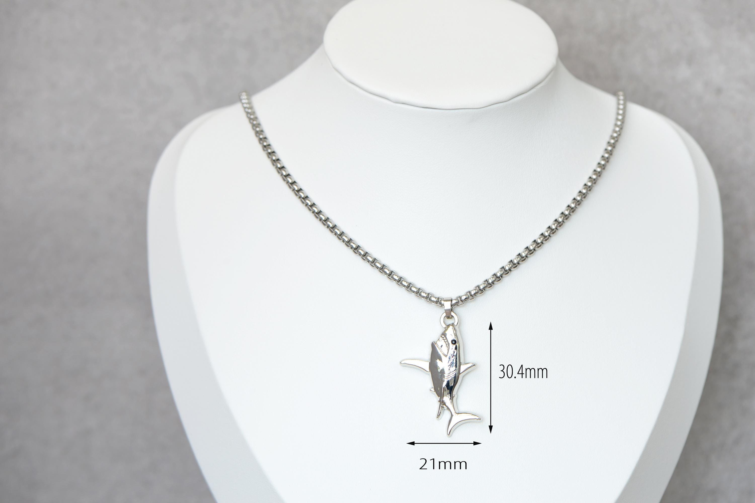 Collana Con Ciondolo Squalo In Acciaio Inossidabile – Gioiello Marino Per Donna, Catena 18”+2”, Regalo Estate