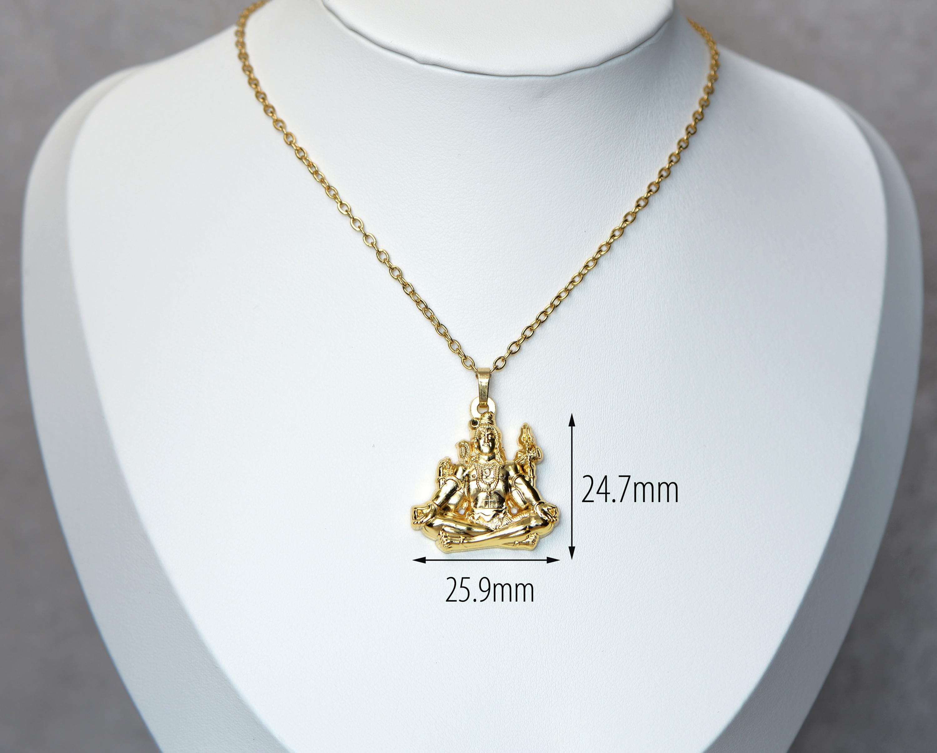 シヴァ神のペンダントネックレス　ヒンドゥー教の神のお守り　ケース付き シヴァ神のペンダントネックレス：金のヒンドゥー教の守護のお守り