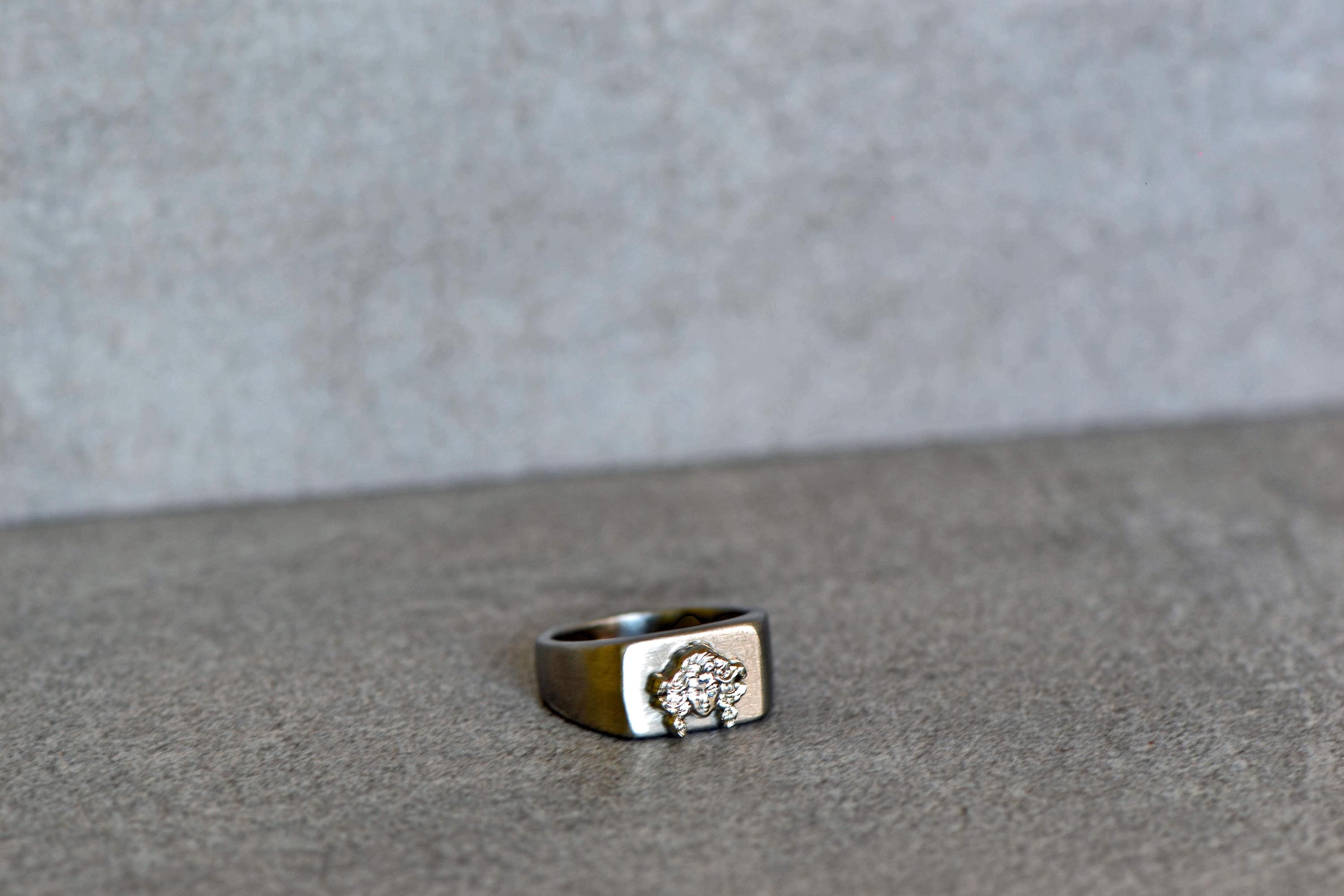 5-Pack Men's 14K Gold Plated Rings Set - Stainless Steel Signet, Chain & Band Rings