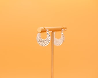 Sterling Silver 925 Nattiyan Earrings – Punjabi Polynesian Engraved Ethnic Hoops