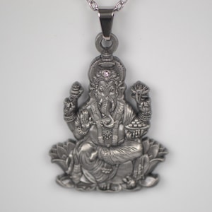 Lord Ganesha Pendant Necklace: Antique Silver Good Luck Amulet