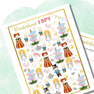 アリス ティー パーティー I SPY ゲーム、即時ダウンロード、不思議の国のアリス、子供向けティー パーティー ゲーム、女の子向けティー パーティー、不思議の国のゲーム