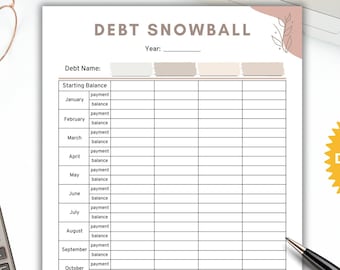 Debt Snowball Tracker Printable, Printable Snowball Debt Tracker, Debt Snowball Chart Printable, Debt Payoff Tracker Printable, Debt Free