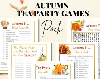 Juegos de fiesta de té de otoño, té de la tarde, fiesta de té para damas, actividad de fiesta de té, descarga instantánea, té de otoño, té de Halloween, té de Acción de Gracias, TK