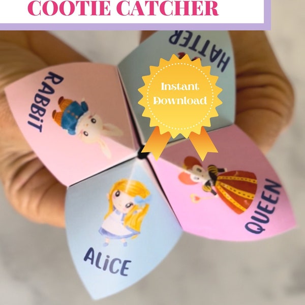 Alice in Wonderland Cootie Catcher, fortune teller, tea party favors, Alice in wonderland tea party, Alice tea party, wonderland tea party