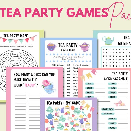 Tea Party Games for Kids INSTANT DOWNLOAD Tea Party for - Etsy