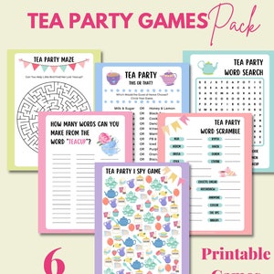 Teeparty Spiele für Kinder, INSTANT DOWNLOAD, Teeparty für Mädchen, Teeparty für Kinder, Teeparty-Aktivität, Teeparty-Bundle, Teeparty zum Ausdrucken