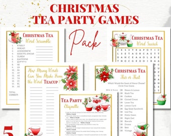 Christmas Tea Party Games Pack,  holiday tea party, instant download, winter tea party, afternoon tea, church tea, retirement tea, xmas, CM