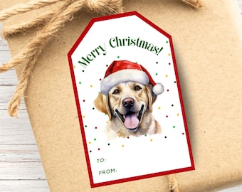 Labrador Retriever Merry Christmas Gift Tags, Dog printable Christmas Labels, Dog Mom Christmas Treat Tags, Dog Christmas Gift Labels, CM