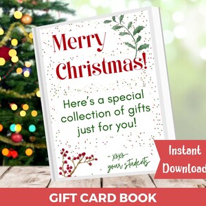 Leraar Kerstcadeaukaarthouder Boek, Kerstcadeaukaarten, Afdrukbare Geschenkkaarthouder Kerstmis, Leraarcadeaukaartideeën, Klassecadeau, CM