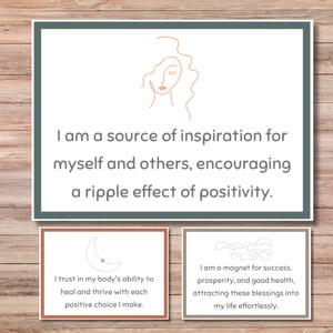 Affirmationskarten zum Ausdrucken, tägliche Affirmationskarten für Frauen, Therapie-Affirmationskarten, Motivationskarten, Gesetz der Anziehung