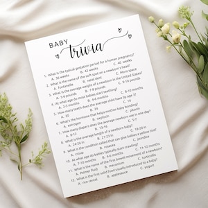 Baby Shower Trivia Game, Baby Shower Games, Baby Shower Trivia avec réponses, Baby Trivia Questions, Baby Trivia Quiz, Gender Neutral, M1