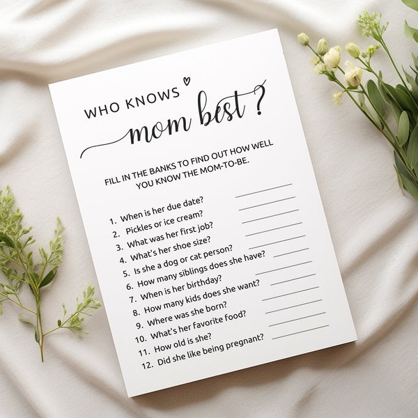 Who Knows Mom Best Baby Shower Game | How Well Do You Know Mommy | Baby Shower Games Printable | Who Knows Mommy Best Baby Shower Game, M1