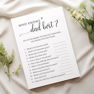 ¿Quién conoce a papá? El mejor juego para baby shower / ¿Qué tan bien conoces a papá? / Juegos para baby shower imprimibles / ¿Quién conoce a papá? El mejor juego para baby shower, M1