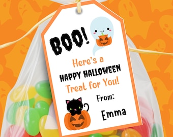 Halloween Treat Tags, Trick Or Treat Favor Tags, Treat Bags Tag, Printable Halloween Tags, Halloween Party Favor Tags, Boo Gift Tags, HW