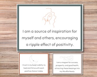 Affirmation Cards Printable, Daily Affirmations Cards for Women, Therapy Affirmation Cards, Motivational Cards, Law of Attraction