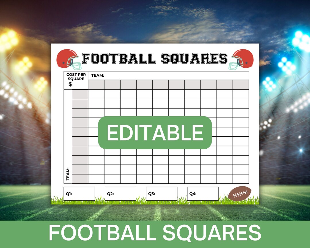 Football Squares Printable Football Squares Fundraiser 100 Etsy UK