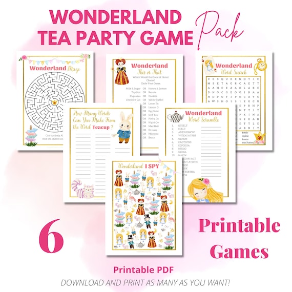 Alice in Wonderland Party Decorations & Games Printable Kit INSTANT  DOWNLOAD Mad Hatters Teaparty, Wonderland Party, Alicewonderland 