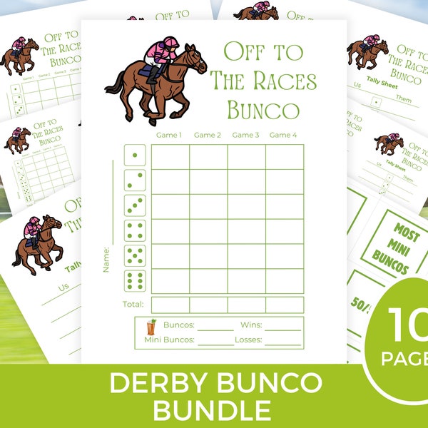 Derby Bunco Score Sheets, Horse Racing Bunco Sheets, Mint Julep Bunco Game, Lucky Bunco Cards, Kentucky Bunco Party, Off To The Races Bunco