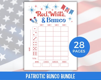 4th of July Bunco Score Sheets, July Bunco Score Cards, Patriotic Bunco Game, Bunco Babe Cards, July Bunco Party, Red White and Blue Bunco