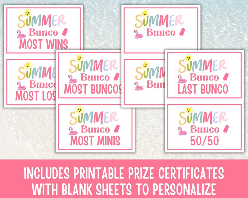 Summer Days Bunco Score Sheets, June Bunco Score Cards, June Bunco Game, Bunco Babe Cards, June Bunco Party, Summer Bunco Night Dice Game image 8