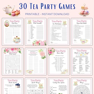 Tea Party Games, Tea Party afdrukbare games, Tea Party verjaardag, Tea Party bruids baby shower, Tea Party games volwassenen kinderen peuter dames