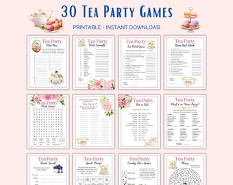 Tea Party Games, Tea Party Printable Games, Tea Party Birthday, Tea Party Bridal Baby Shower, Tea Party Games Adults Kids Toddler Ladies