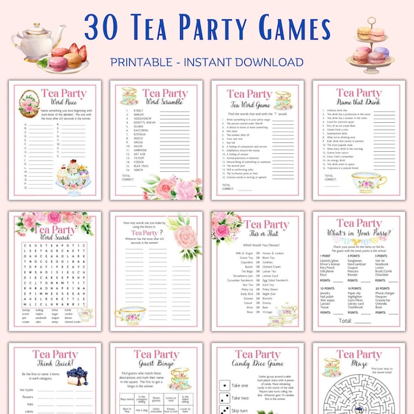 Tea Party Games - Etsy