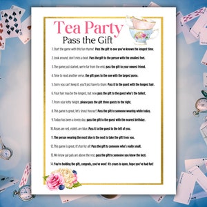 Pass the Prize Tea Party Game, Pass the Parcel, Pass the Gift Game, Pass the Present Poem, Tea Party Game for Adults, Pass the prize Rhyme