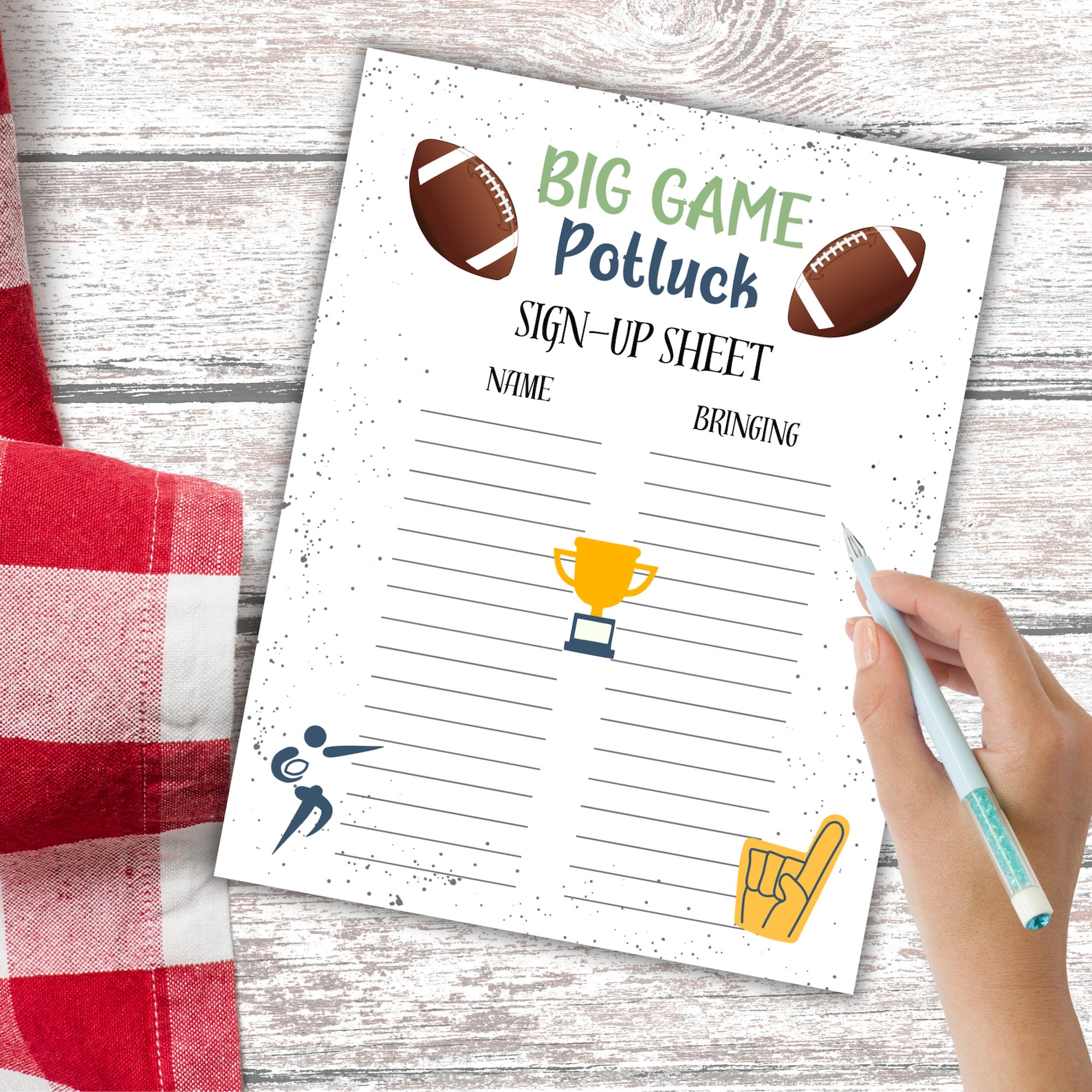 Football Potluck Sign up Sheet, Big Game Menu, Potluck Sign up Form ...