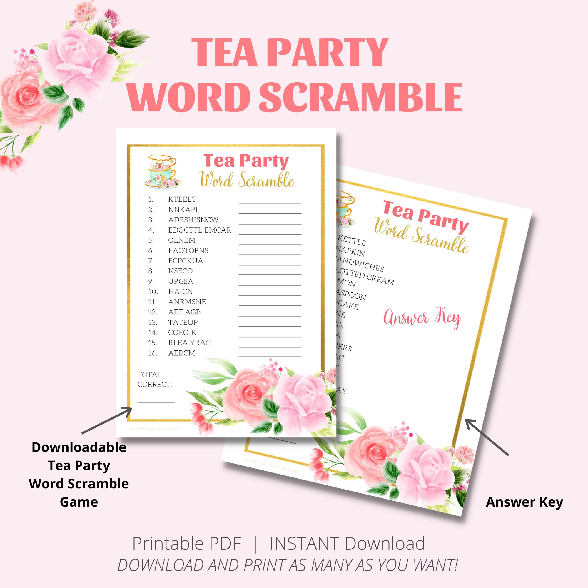 Tea Party Activities | Tea Party Printable | Ladies Tea Party Games ...