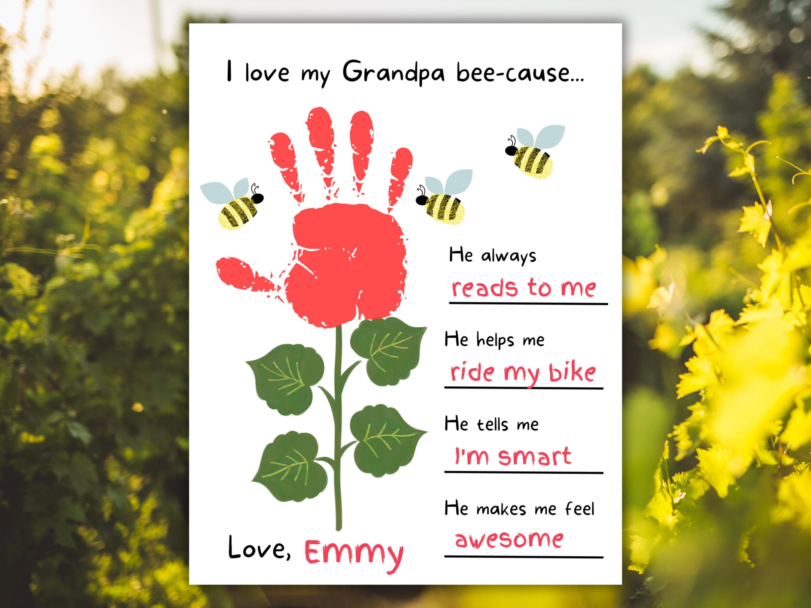 Grandparents Day Craft Handprint, Grandpa Gift, Teacher Resource