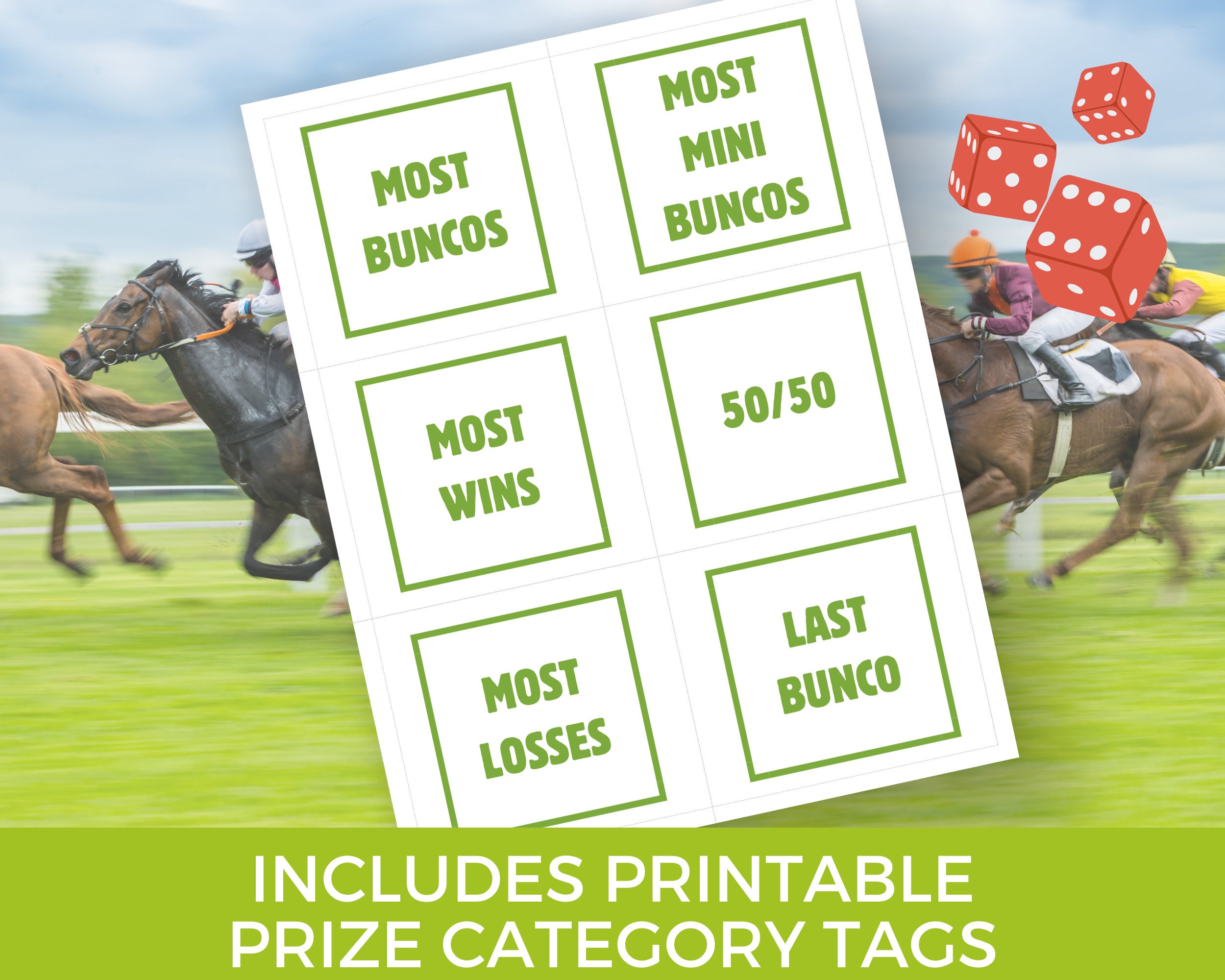 Derby Bunco Score Sheets, Horse Racing Bunco Sheets, Mint Julep Bunco Game, Lucky Bunco Cards