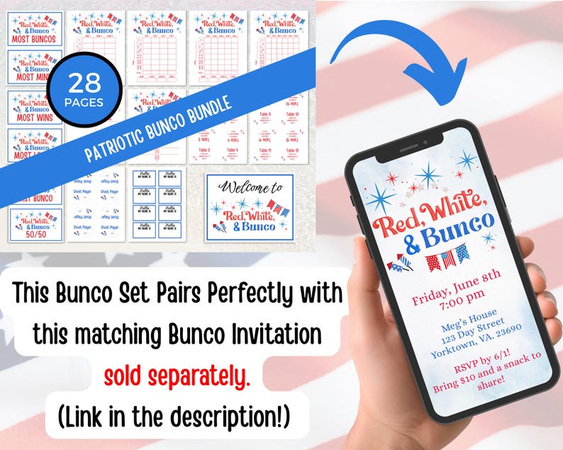 4th of July Bunco Score Sheets, July Bunco Score Cards, Patriotic Bunco Game, Bunco Babe Cards, July Bunco Party, Red White and Blue Bunco image 8