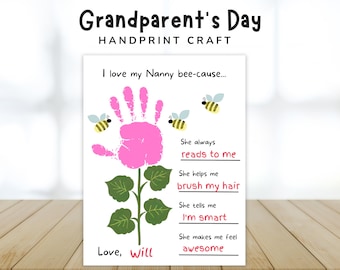 Nanny Grandparents Day Handprint Craft, Nanny Gift Kids, Mothers Day Nanny, Nanny Birthday, Preschool Craft, Daycare Craft, Kids Activity