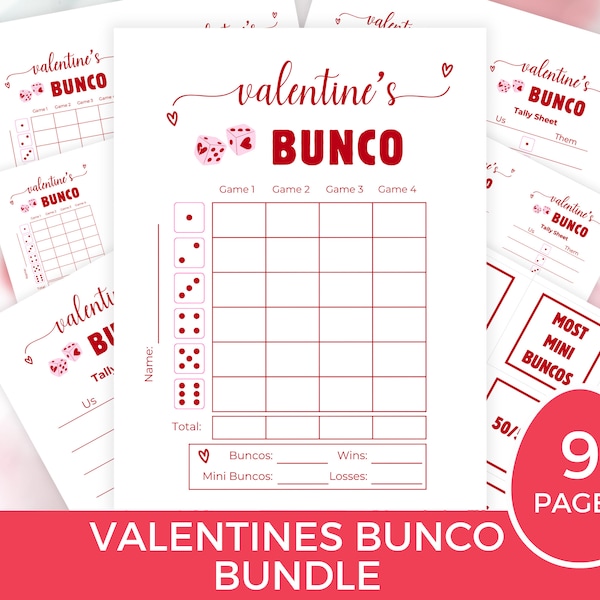 Valentines Bunco Score Sheets, Valentine Dice Game, Galentines Bunco Sheets, Bunco Valentines Game, Valentines Bunco Cards, Galentines Party