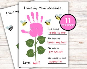 Kids Handprint Keepsake for Mom, Teacher Resource, Craft for Pre-K Kindergarten Children, Mothers Day, Mom Birthday Gift, Mothers Day Craft